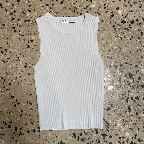 Zara Tops - Zara- Dressy Ribbed Tank in white